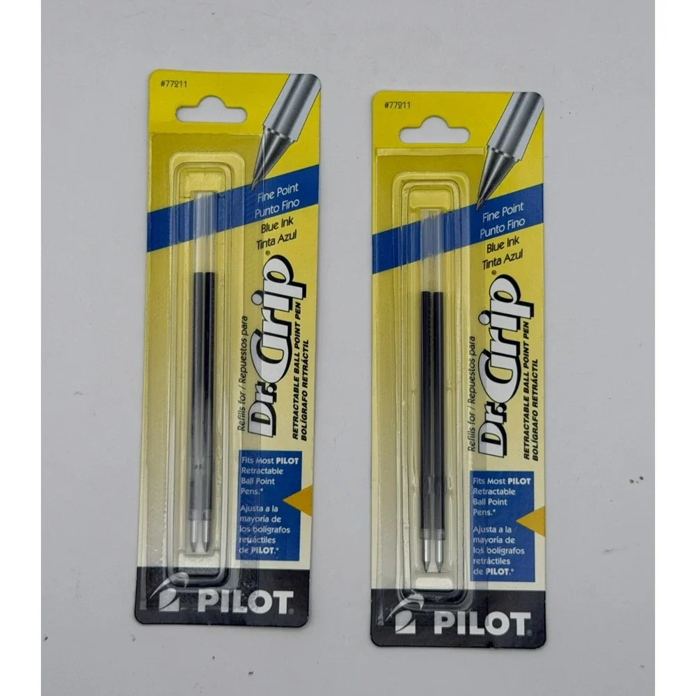 Pilot Dr Grip 77211 Blue Fine Point Ballpoint Pen Refills 4 Total NOS Sealed